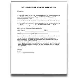 AR 30 Day Notice to Terminate Lease