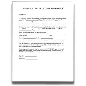 CT 30 Day Notice to Terminate Lease